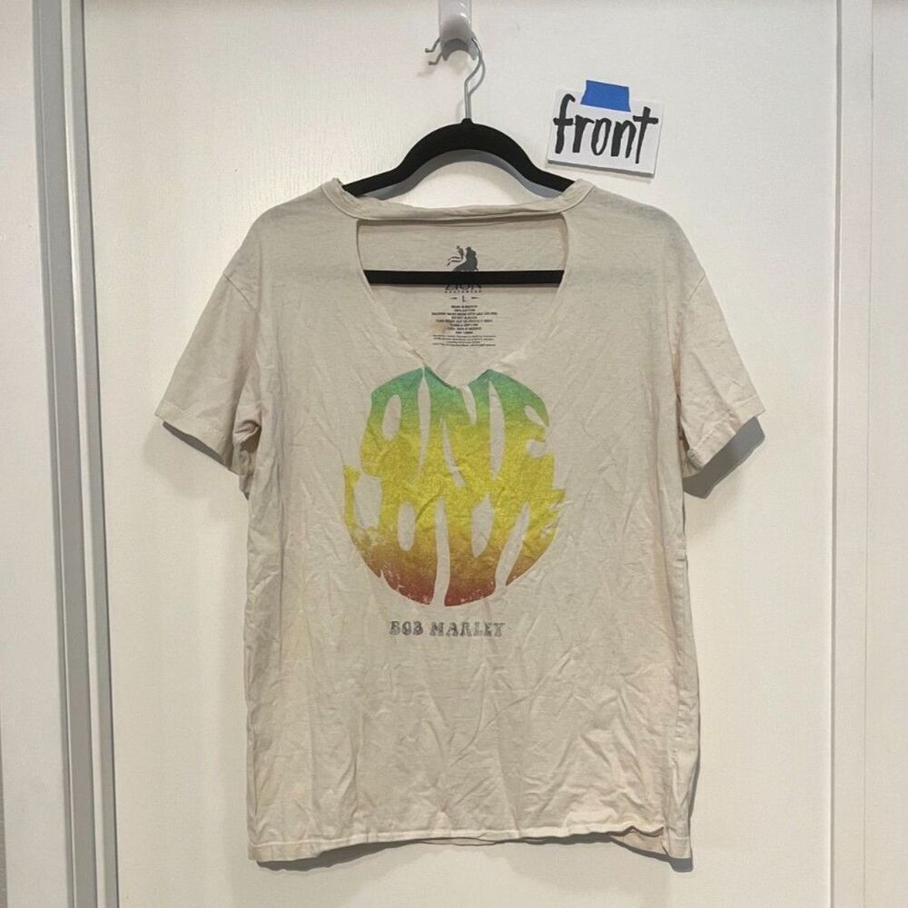 Bob Marley "One Love" Band Tee w/ Choker Cutout - Size L
